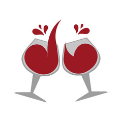 color emblem with wine glasses vector illustration