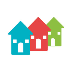 color pictogram with set of houses vector illustration