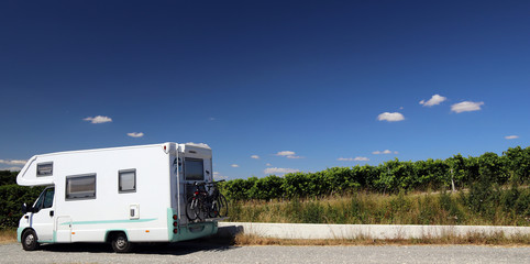 mit Wohnmobil am Weinberg
