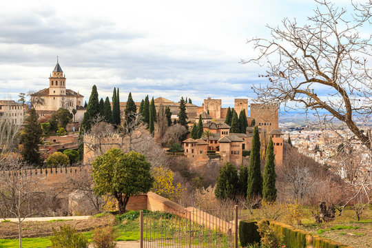 The Alhambra in Granada seen from the Generalife. Spain