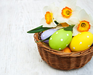 Basket with easter eggs