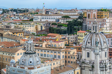 Fototapeta na wymiar Beautiful panorama of the city of Rome/ Aerial view from Altar of the Fatherland ( Altare della Patria). Vittoriano. Piazza Venezia. Rome. Italy. Europe.