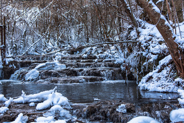 Fototapeta na wymiar Frozen wild river