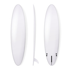 Realistic Surfboard Vector. Blank Of Surfing Board Isolated On White Background.