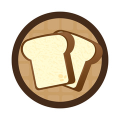 circular wooden border with slice of bread vector illustration