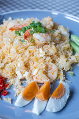 fried rice with shrimps and salted egg,Thai food