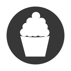 circular border with silhouette cupcake vector illustration