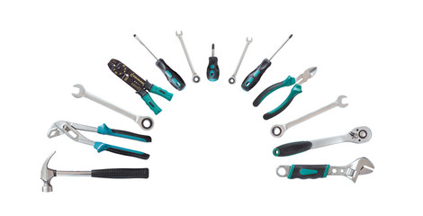 set of tools, Many tools isolated on white background