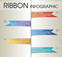Modern colorful infographics options template vector with colorful ribbons on yellow background. Can be used for web design, brochure, presentations and workflow layout.