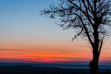 Fototapeta na wymiar Sunset and orange sky