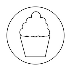 silhouette circular border with cupcake icon vector illustration