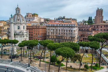 Beautiful panorama of the city of Rome/ Aerial view from Altar of the Fatherland ( Altare della Patria). Vittoriano. Piazza Venezia. Rome. Italy. Europe.