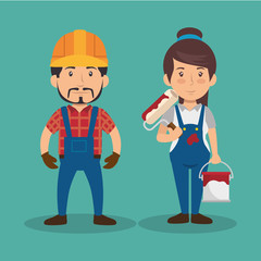 construction professional avatar character vector illustration design