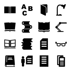 Set of 16 reading filled icons