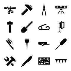 Set of 16 tool filled icons