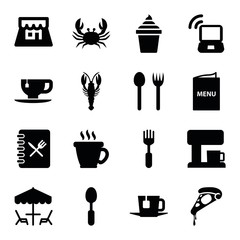 Set of 16 cafe filled icons