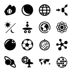 Set of 16 sphere filled icons