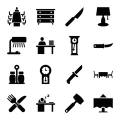 Obraz premium Set of 16 table filled icons
