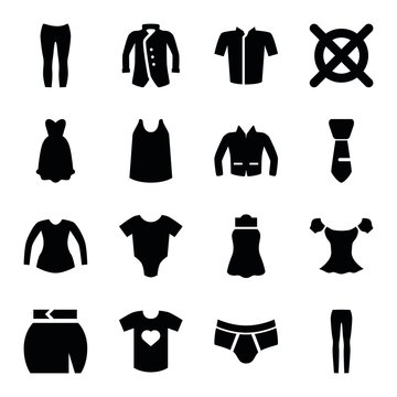 Set of 16 clothes filled icons