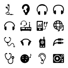 Set of 16 listen filled icons