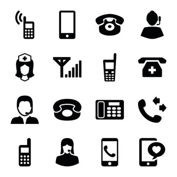 Set of 16 telephone filled icons