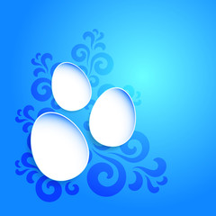 Abstract easter eggs on blue backround with vintage pattern