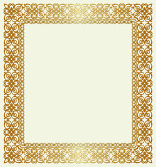 Golden frame on a beige