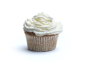 cupcake with cream on isolated background