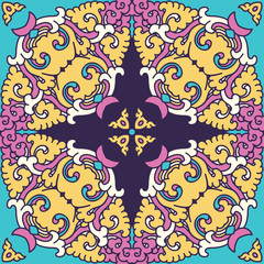 Seamless pattern texture. Indian, arabic, turkish style elements. Vintage vector card. Hand drawn doodle illustration. Floral pattern