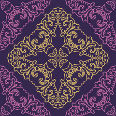 Seamless pattern texture. Indian, arabic, turkish style elements. Vintage vector card. Hand drawn doodle illustration. Floral pattern