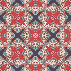 Seamless pattern texture. Indian, arabic, turkish style elements. Vintage vector card. Hand drawn doodle illustration. Floral pattern