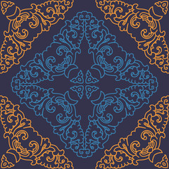 Seamless pattern texture. Indian, arabic, turkish style elements. Vintage vector card. Hand drawn doodle illustration. Floral pattern