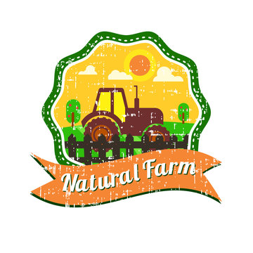 Farm vector logos design with grunge texture