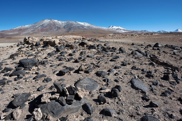 Altiplano volcanic desert in Bolivia, South America