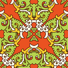 Seamless pattern texture. Indian, arabic, turkish style elements. Vintage vector card. Hand drawn doodle illustration. Floral pattern