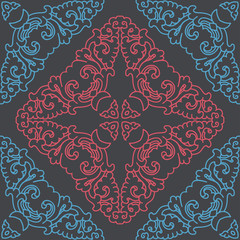 Vector abstract seamless patchwork pattern. Arabic tile texture with geometric and floral ornaments. Decorative elements for textile, book covers, print, gift wrap. Vintage boho style.