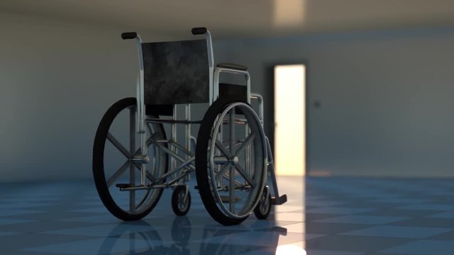 a wheelchair indoors render 3D