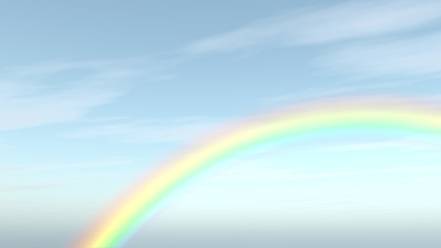 3d illustration of rainbow and blue sky