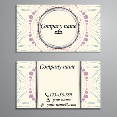 Fototapeta premium Visiting card and business card set with mandala design element logo. Abstract oriental Layout. Front page and back page