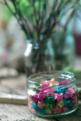 The branches of currants on a wooden background