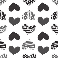 seamless black heart pattern on white background