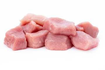 fresh meat on slice on the white background.