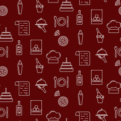 Bar line icon seamless red pattern.