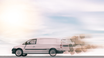 Lieferwagen verliert Pakete