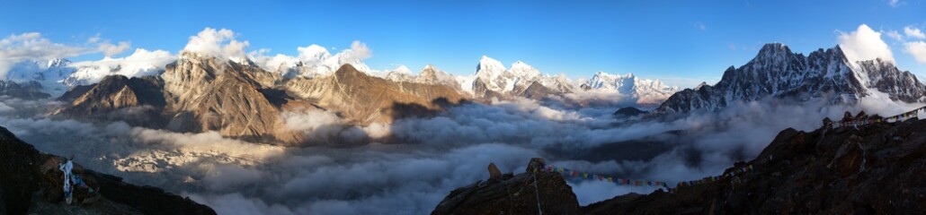 Mount Everest, Lhotse, Makalu and Cho Oyu from Gokyo Ri