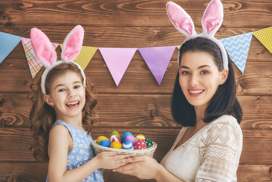 family celebrate Easter