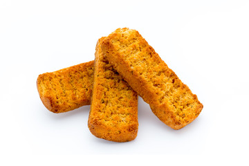 Crumbs of bread croutons. Eco food.