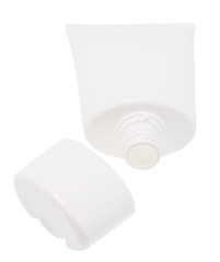 Plastic bottles, white background, skin care.