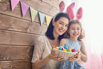 family celebrate Easter