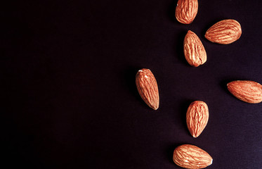 almonds macro black isolated